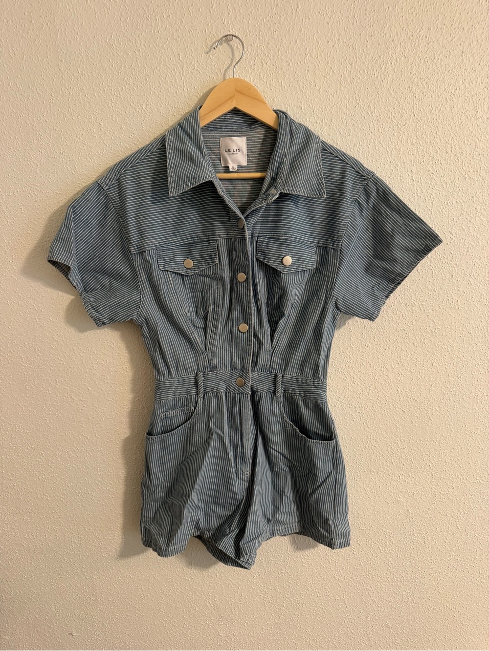 Le Lis Striped Denim Romper